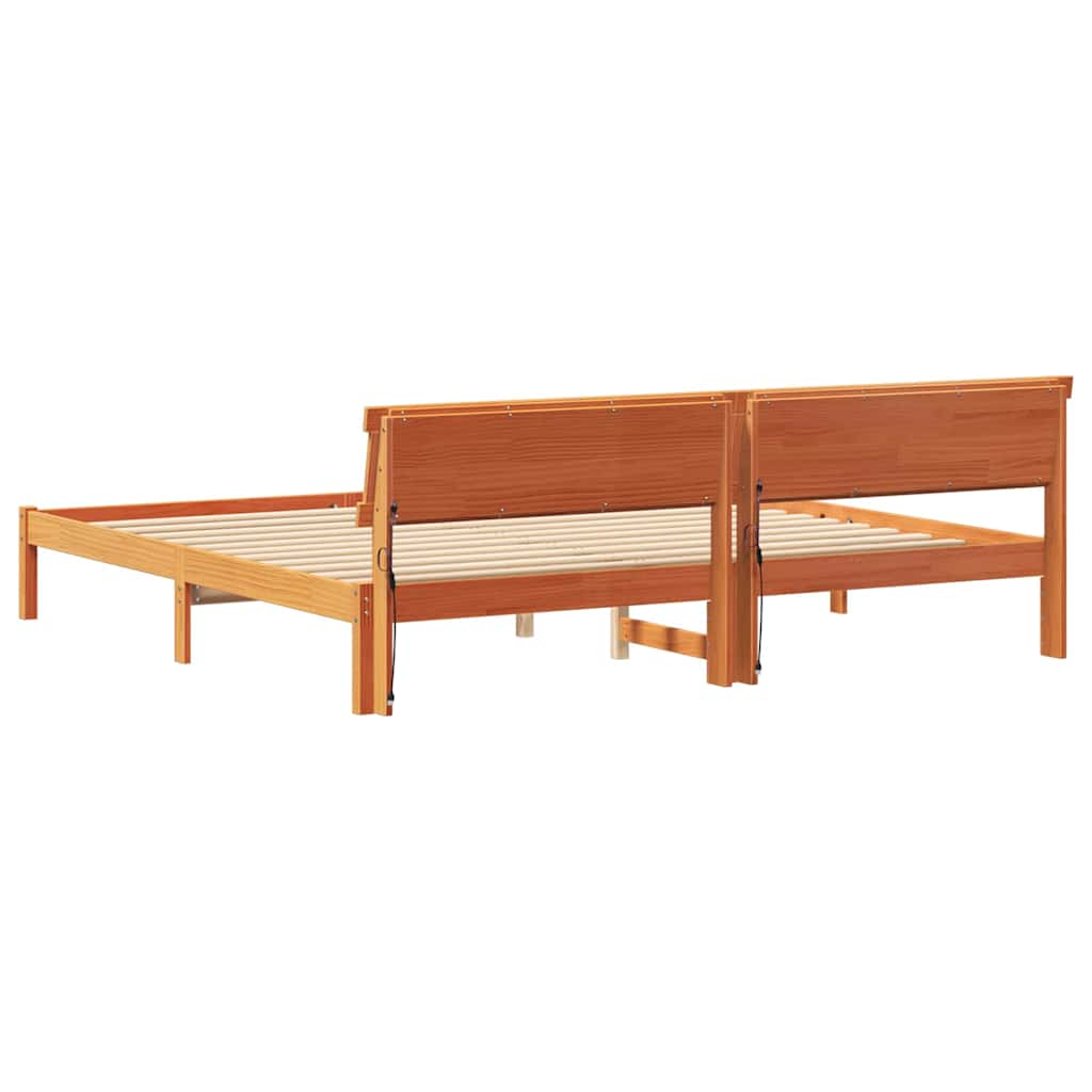 Sengestel Gyldenbrun 200 X 200 Cm Massivt Fyrretræ - Billede 7