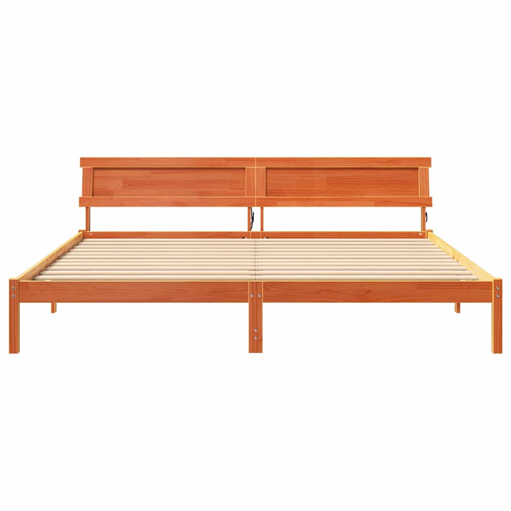 Sengestel Gyldenbrun 200 X 200 Cm Massivt Fyrretræ - Billede 5