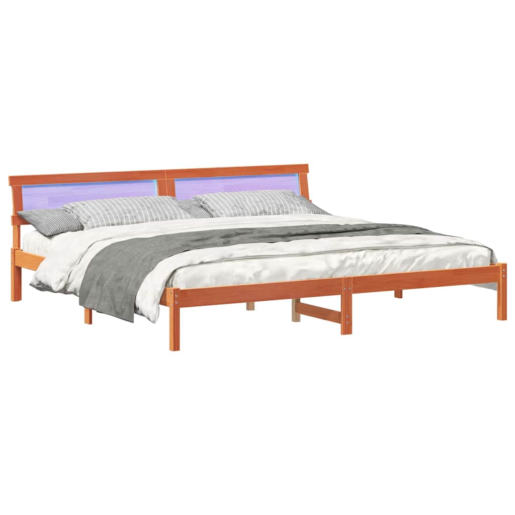 Sengestel Gyldenbrun 200 X 200 Cm Massivt Fyrretræ - Billede 3