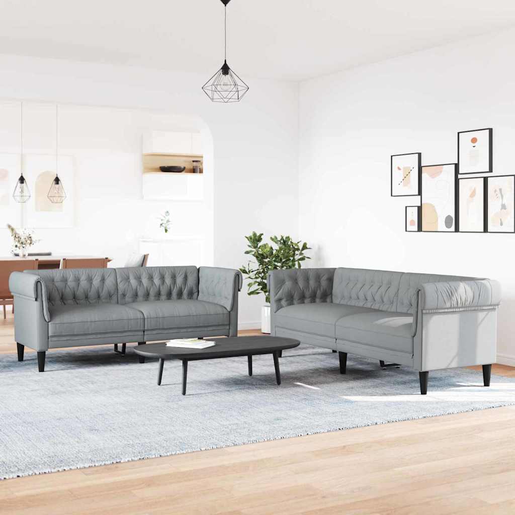 Sofa Sæt Lysegrå Stof - Hovedbillede