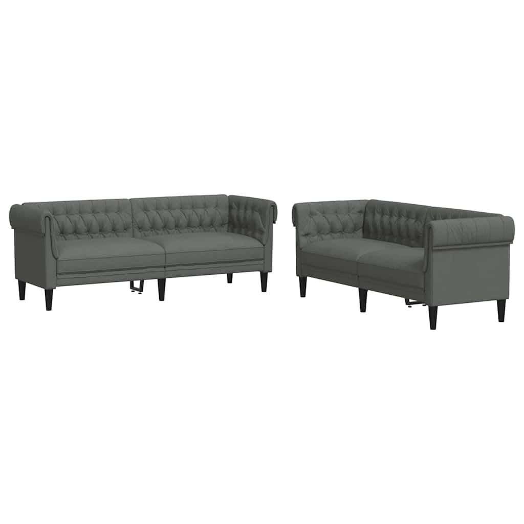 Sofa Sæt Mørkegrå Stof - Billede 2