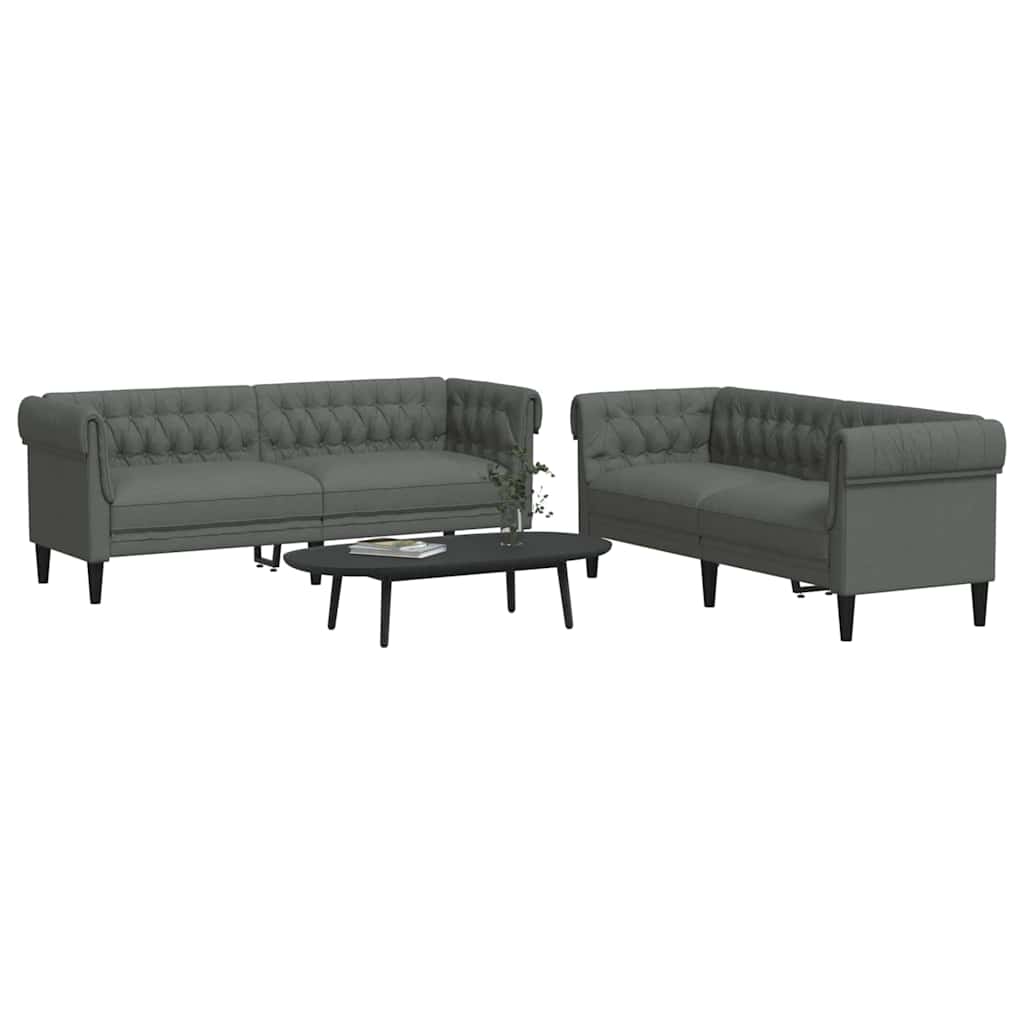 Sofa Sæt Mørkegrå Stof - Billede 3