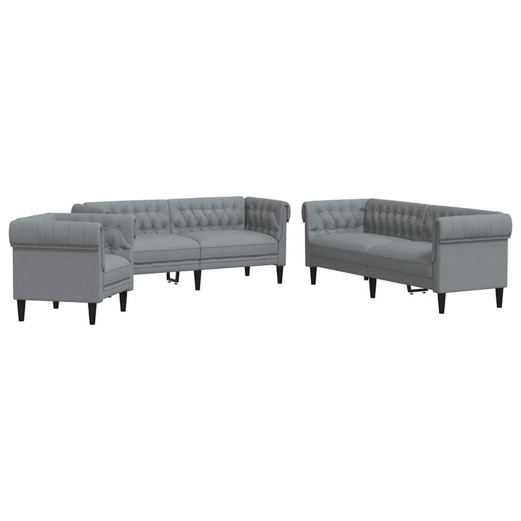 Sofa Sæt Lysegrå Stof - Billede 2