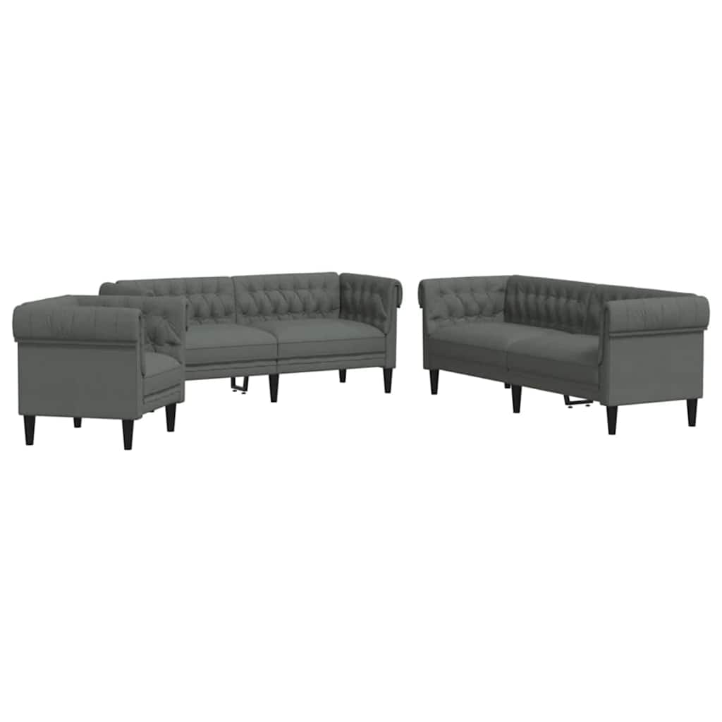 Sofa Sæt Mørkegrå Stof - Billede 2