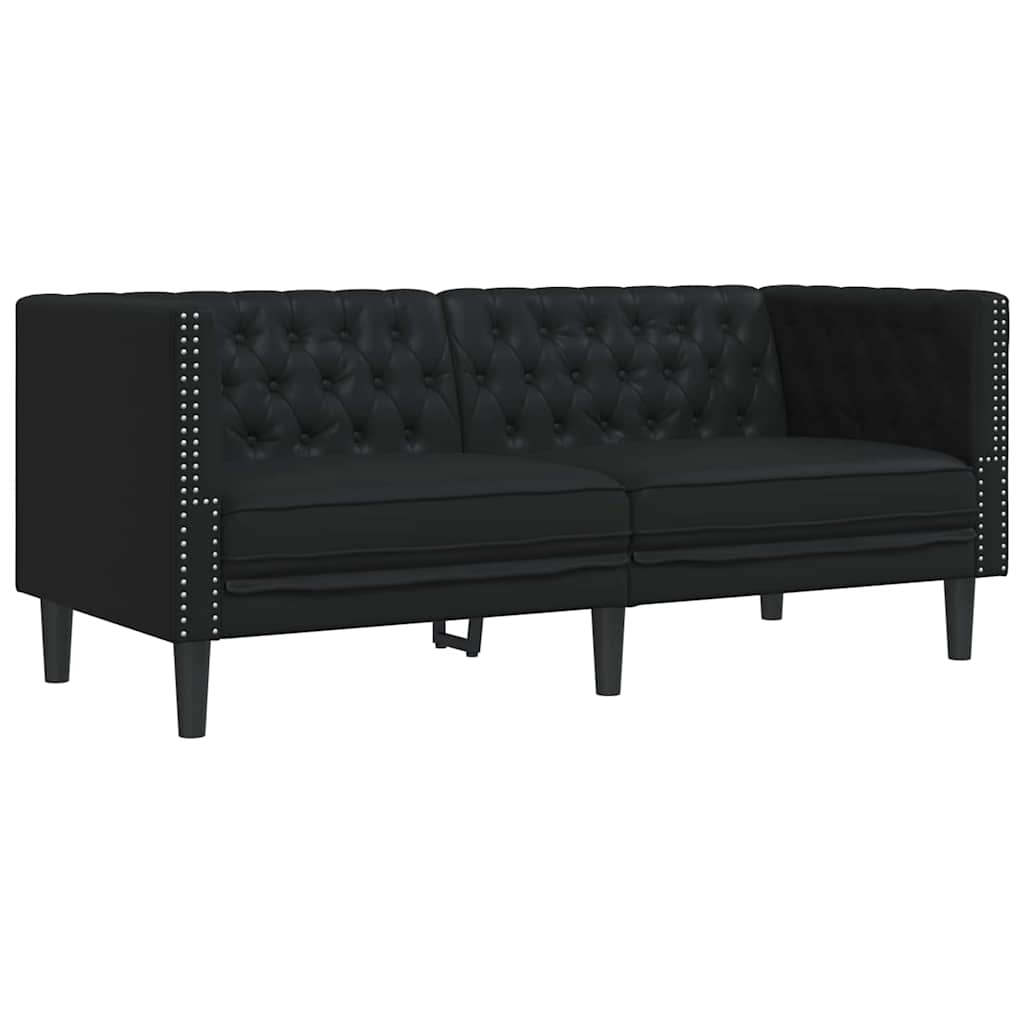 Sofa Sæt 3 Pcs Sort 194 X 74.5 X 70.5 Cm Kunstlæder - Billede 5
