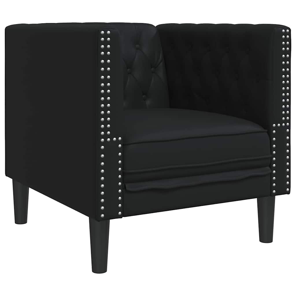 Sofa Sæt 3 Pcs Sort 194 X 74.5 X 70.5 Cm Kunstlæder - Billede 6
