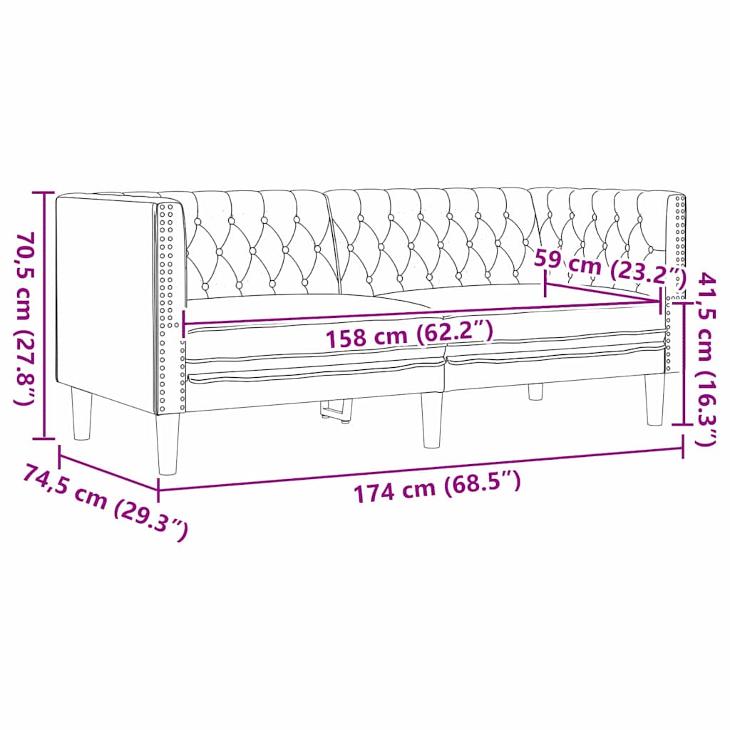 Sofa Sæt 3 Pcs Sort 194 X 74.5 X 70.5 Cm Kunstlæder - Billede 10