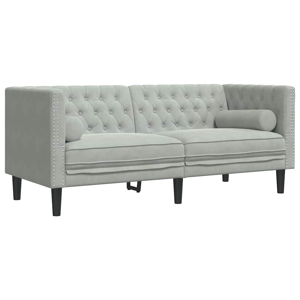 Sofa Sæt Lysegrå Fløjl - Billede 5