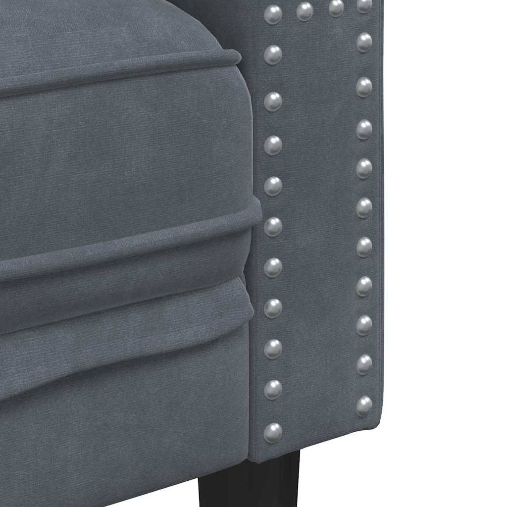 Sofa Sæt Mørkegrå Fløjl - Billede 6
