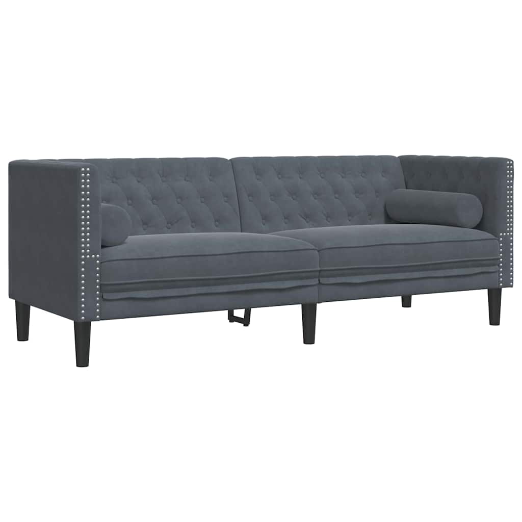 Sofa Sæt Mørkegrå Fløjl - Billede 5