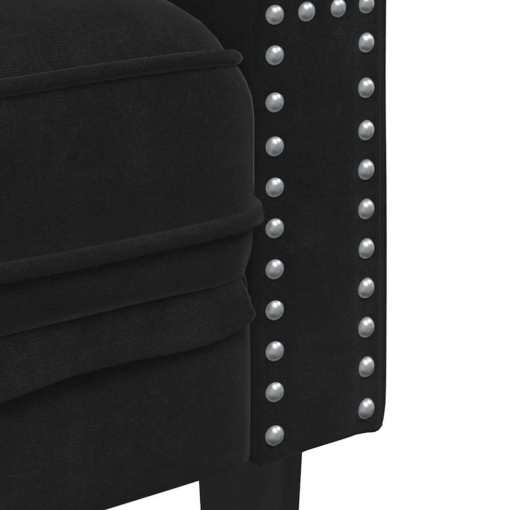 Sofa Sæt Sort Fløjl - Billede 6