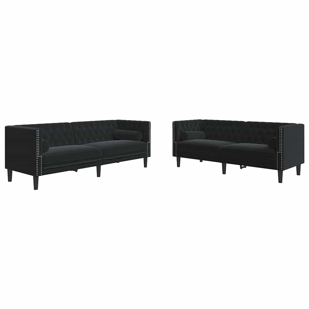 Sofa Sæt Sort Fløjl - Billede 2