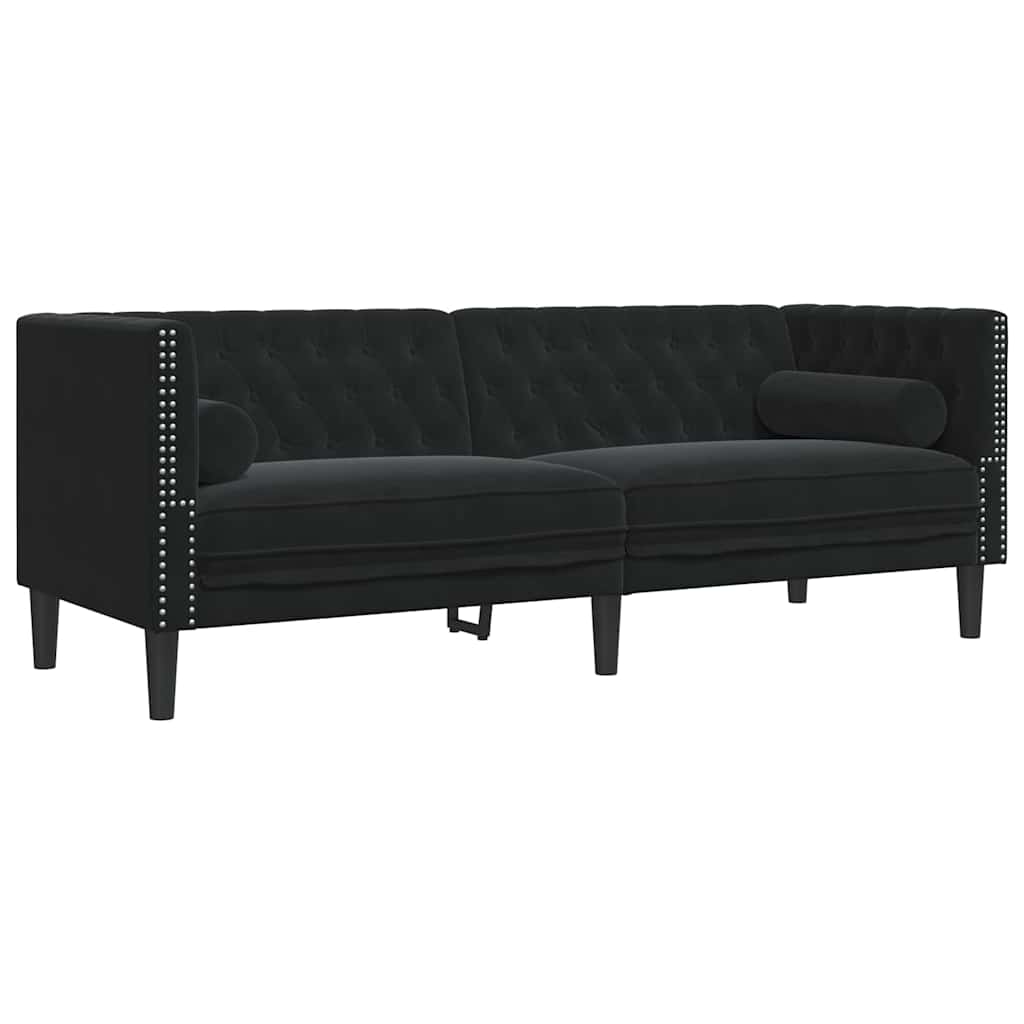 Sofa Sæt Sort Fløjl - Billede 4
