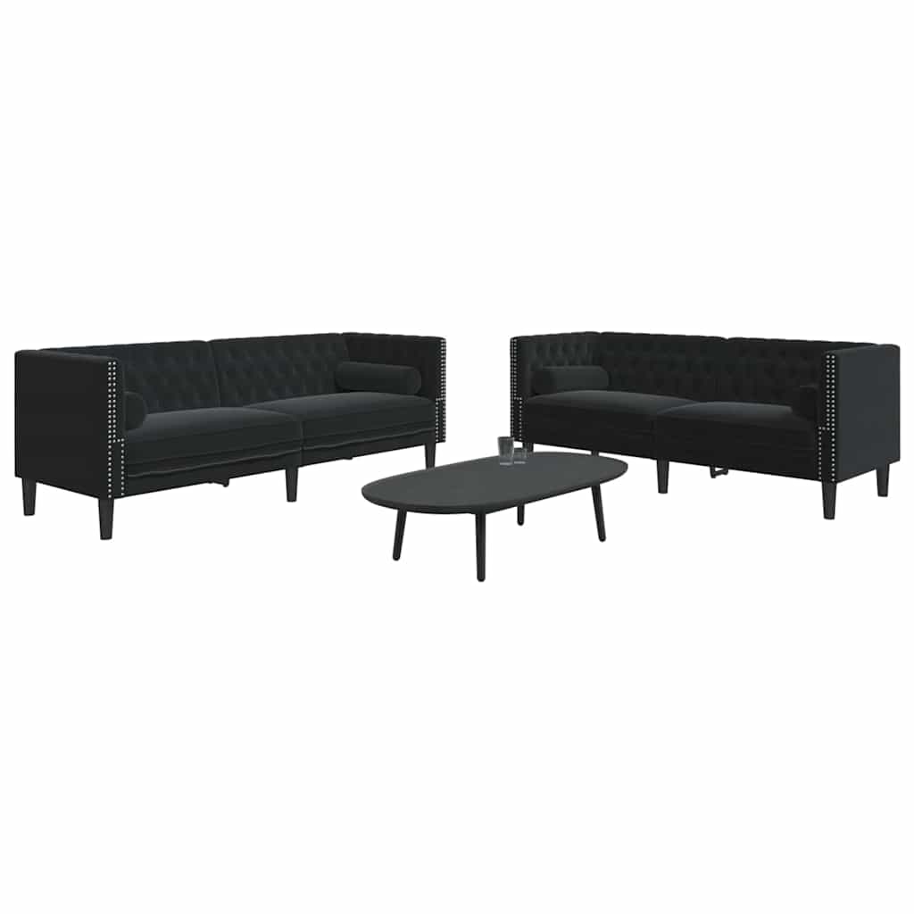 Sofa Sæt Sort Fløjl - Billede 3