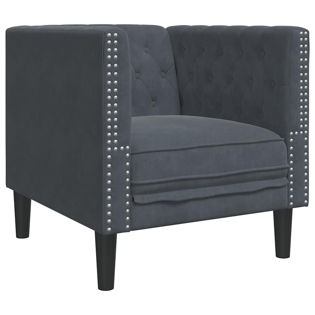 Sofa Sæt Mørkegrå Fløjl - Billede 6