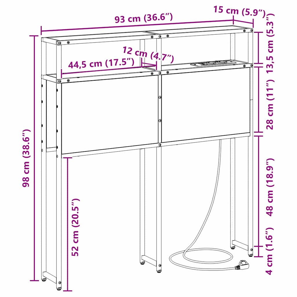 Opbevaringshovedgavl Sonoma-eg 90 Cm Konstrueret Træ - Billede 11