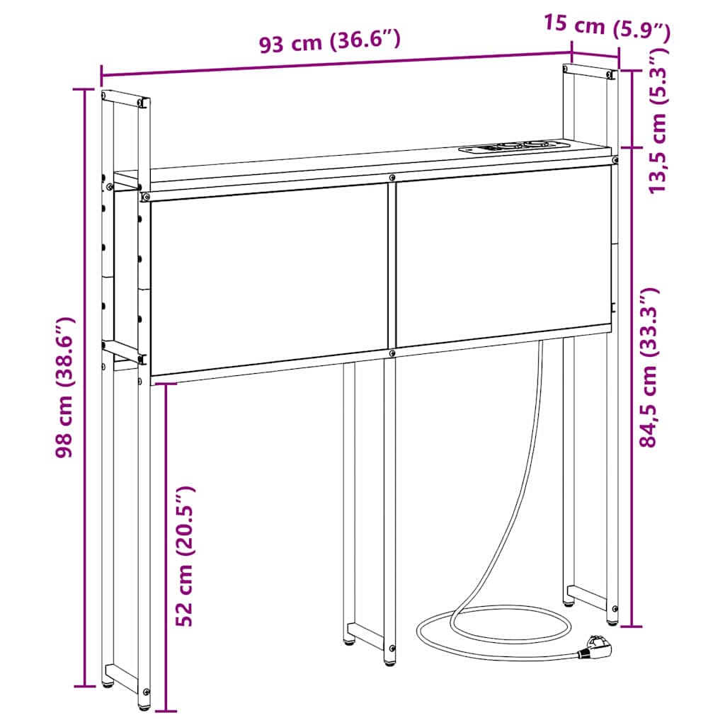 Opbevaringshovedgavl Sort Eg 90 Cm Konstrueret Træ - Billede 11