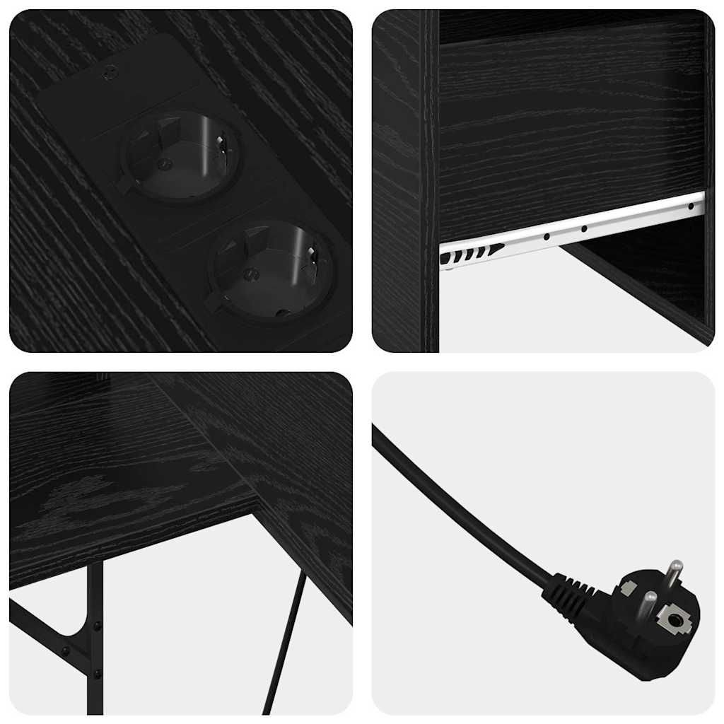 Bord Med Skuffe Sort Eg 182 X 101 X 87,5 Cm Konstrueret Træ - Billede 10