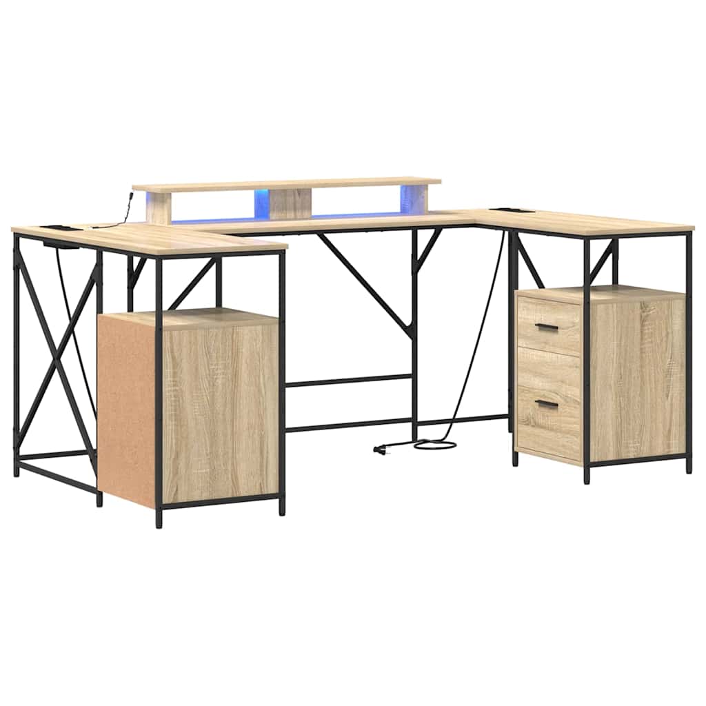 Bord Med Skuffe Sonoma-eg 182 X 101 X 87,5 Cm Konstrueret Træ - Billede 2
