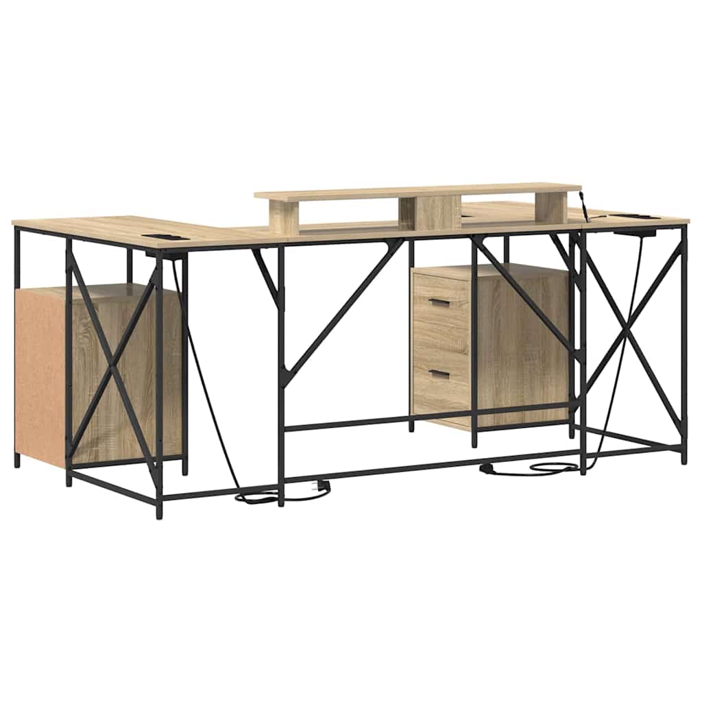 Bord Med Skuffe Sonoma-eg 182 X 101 X 87,5 Cm Konstrueret Træ - Billede 9