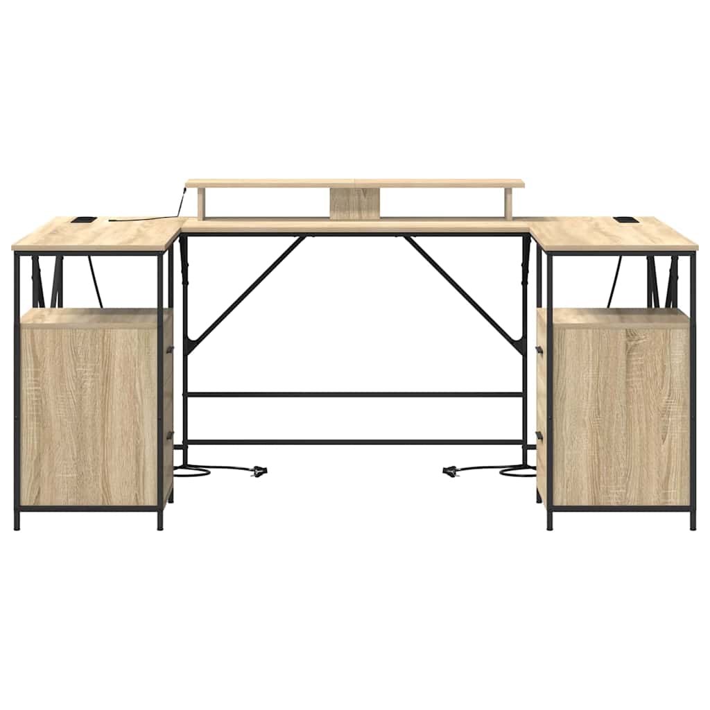 Bord Med Skuffe Sonoma-eg 182 X 101 X 87,5 Cm Konstrueret Træ - Billede 7