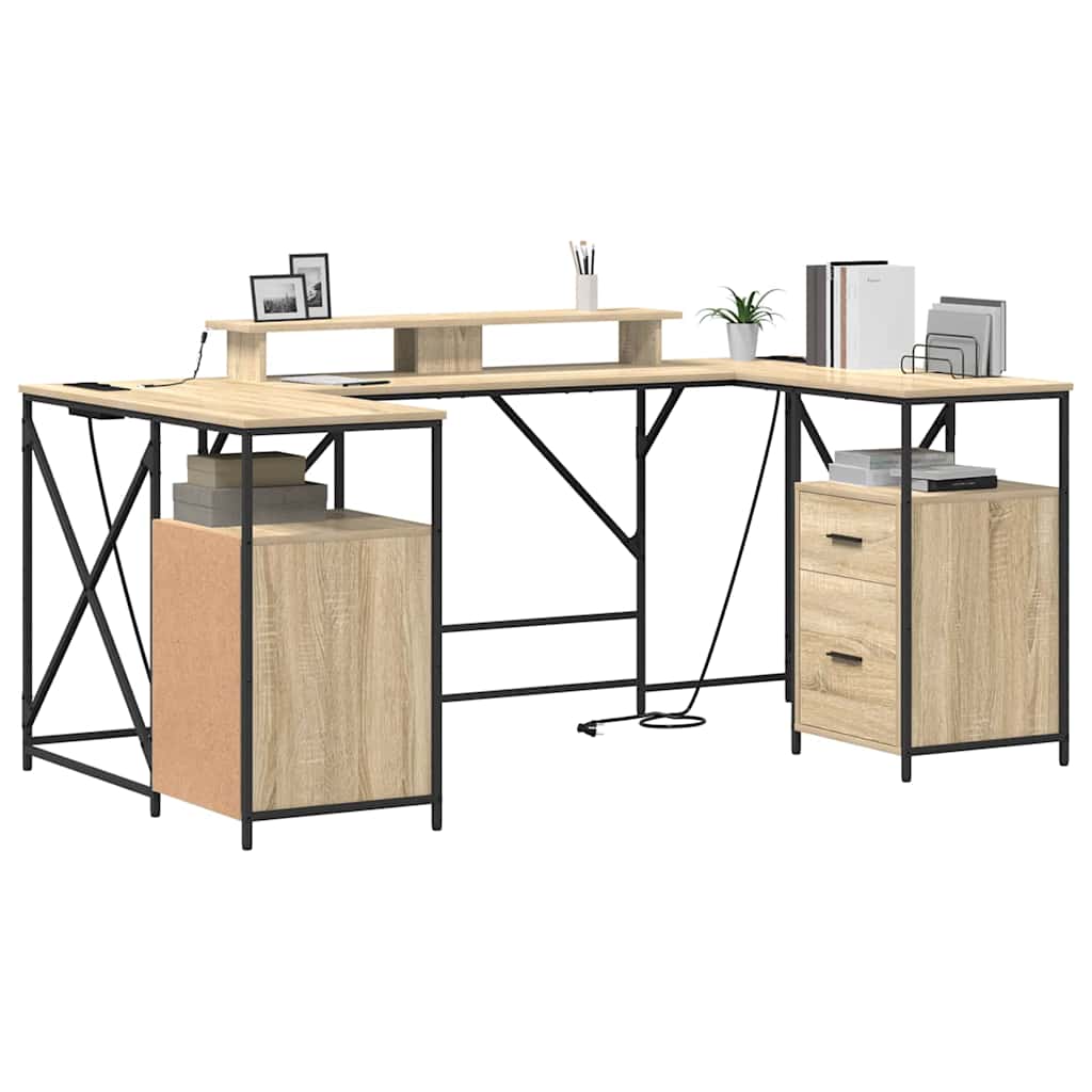 Bord Med Skuffe Sonoma-eg 182 X 101 X 87,5 Cm Konstrueret Træ - Billede 3