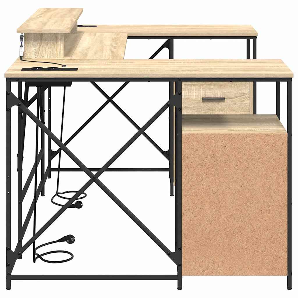 Bord Med Skuffe Sonoma-eg 182 X 101 X 87,5 Cm Konstrueret Træ - Billede 8