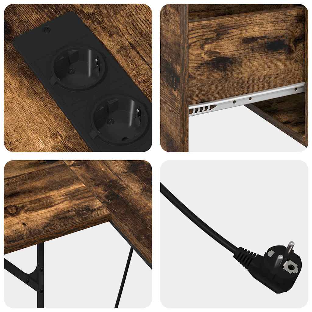 Bord Med Skuffe Røget Eg 182 X 101 X 87,5 Cm Konstrueret Træ - Billede 10