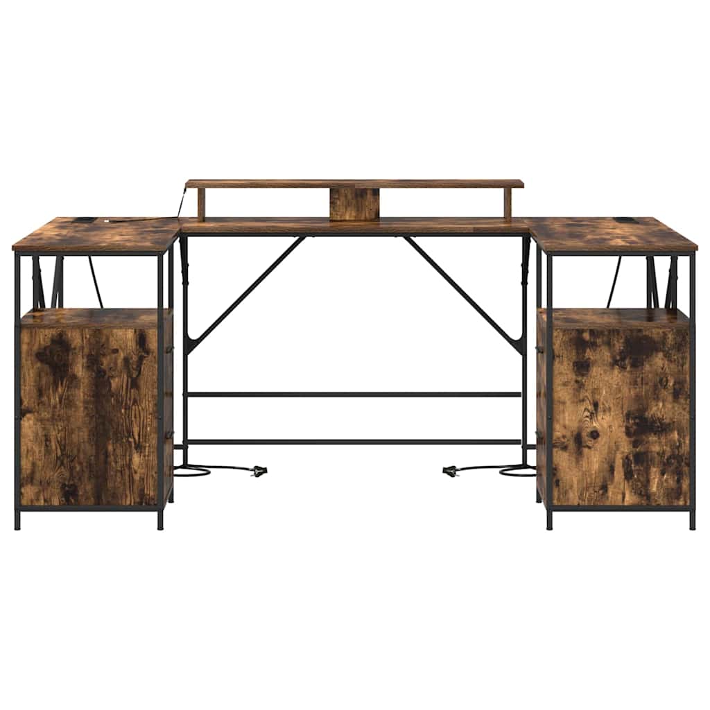 Bord Med Skuffe Røget Eg 182 X 101 X 87,5 Cm Konstrueret Træ - Billede 7