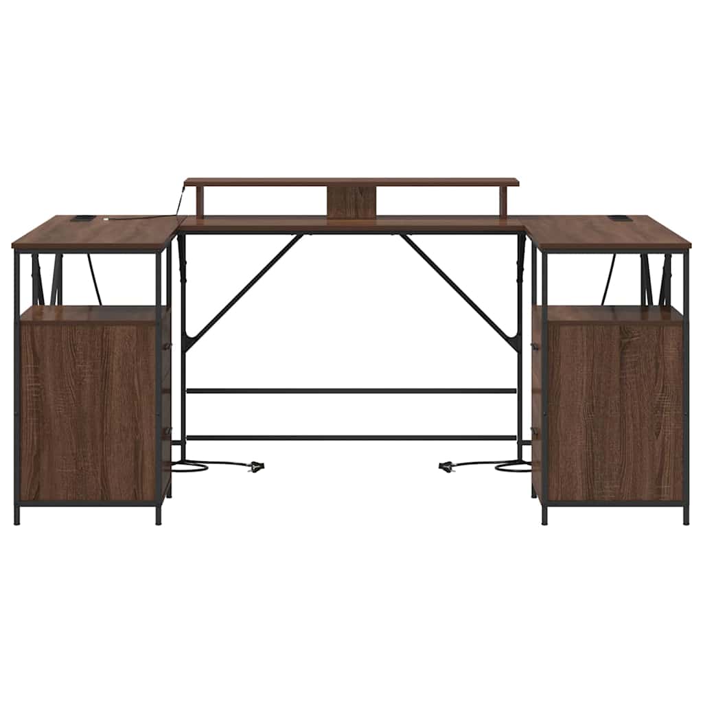 Bord Med Skuffe Brun Eg 182 X 101 X 87,5 Cm Konstrueret Træ - Billede 7