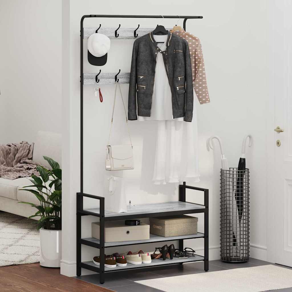 Jakkeholder Grå Sonoma-eg 95 X 34 X 184 Cm Konstrueret Træ - Billede 4