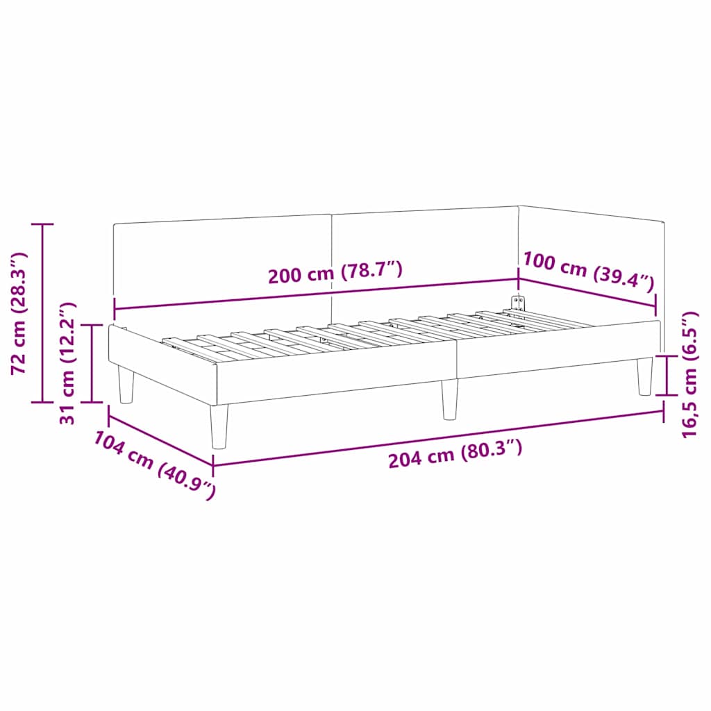 Hjørnesengramme Andet Lysegrå 100 X 200 Cm Stof Og Ingeniørtræ - Billede 11