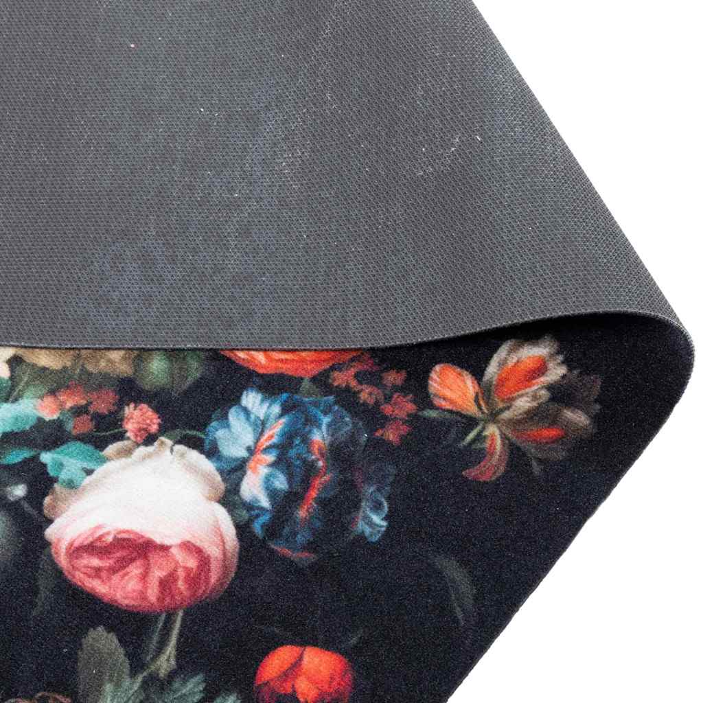 Køkken Måtte Blomstret Sort 150 X 45 Cm Fløjl - Billede 4