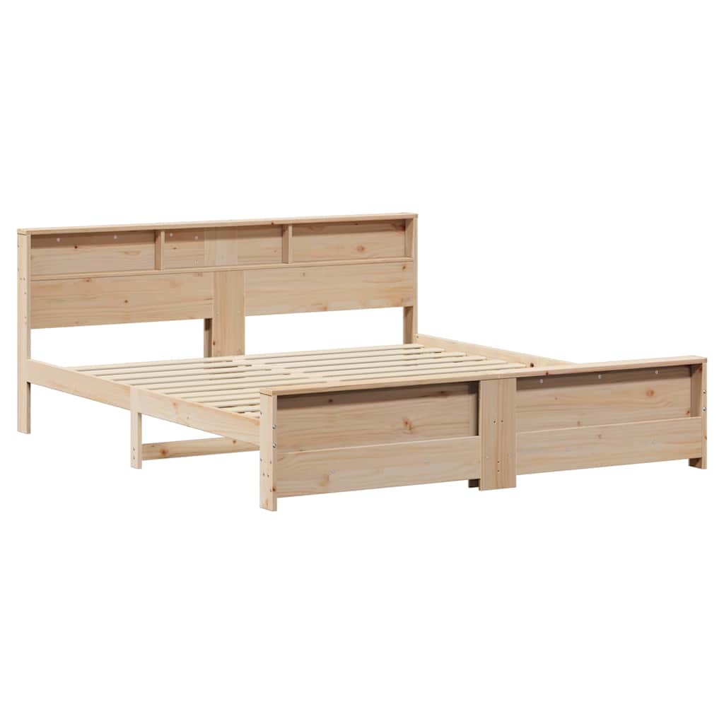 Sengestel Med Hovedgærde Brun 200 X 200 Cm Massivt Fyrretræ - Billede 2