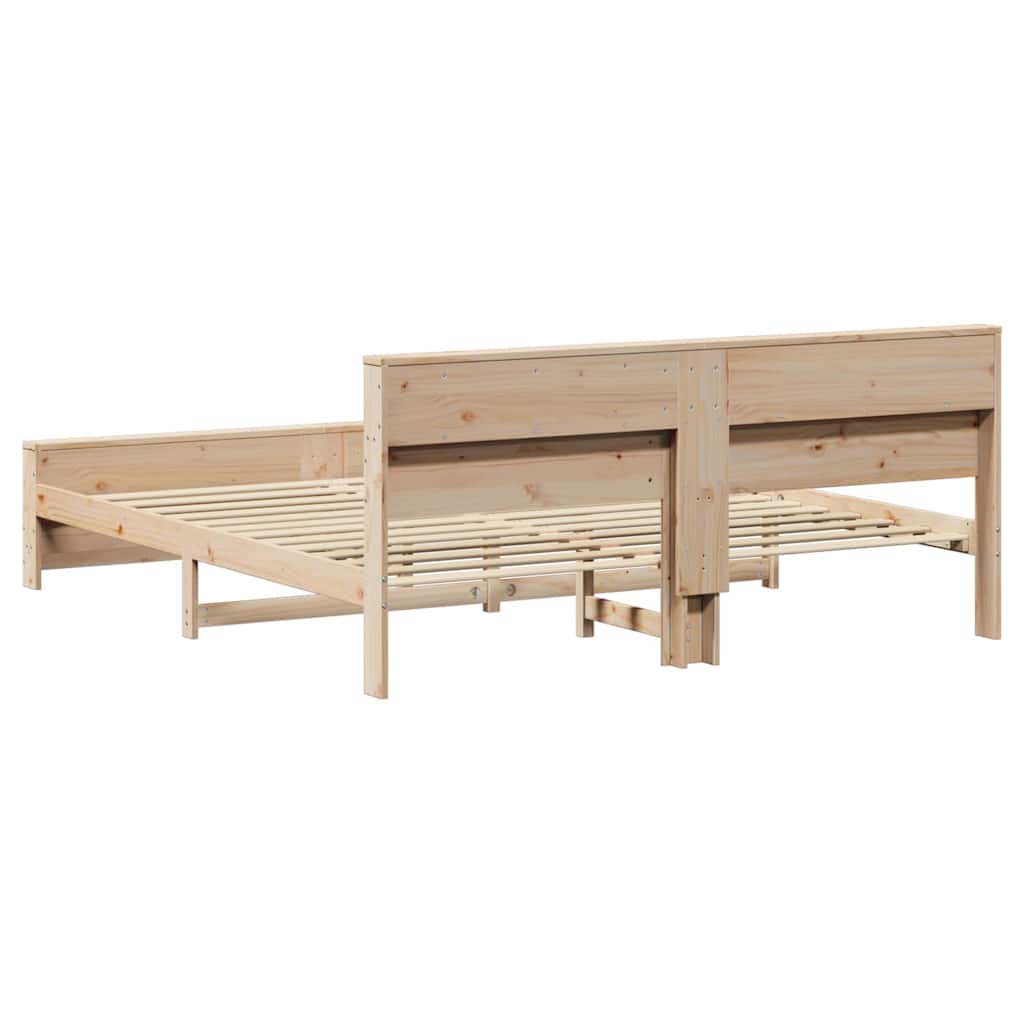 Sengestel Med Hovedgærde Brun 200 X 200 Cm Massivt Fyrretræ - Billede 7