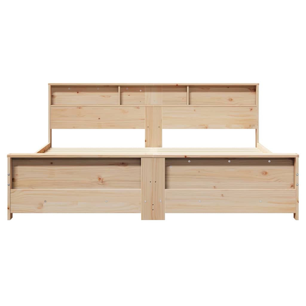 Sengestel Med Hovedgærde Brun 200 X 200 Cm Massivt Fyrretræ - Billede 5