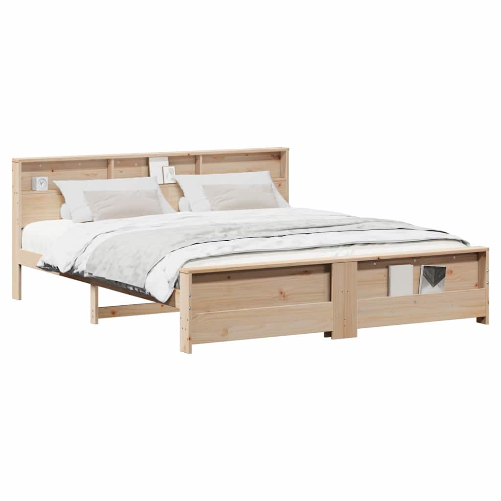 Sengestel Med Hovedgærde Brun 200 X 200 Cm Massivt Fyrretræ - Billede 3