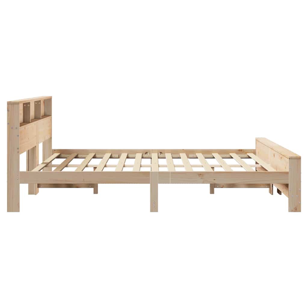 Sengestel Med Hovedgærde Brun 200 X 200 Cm Massivt Fyrretræ - Billede 6