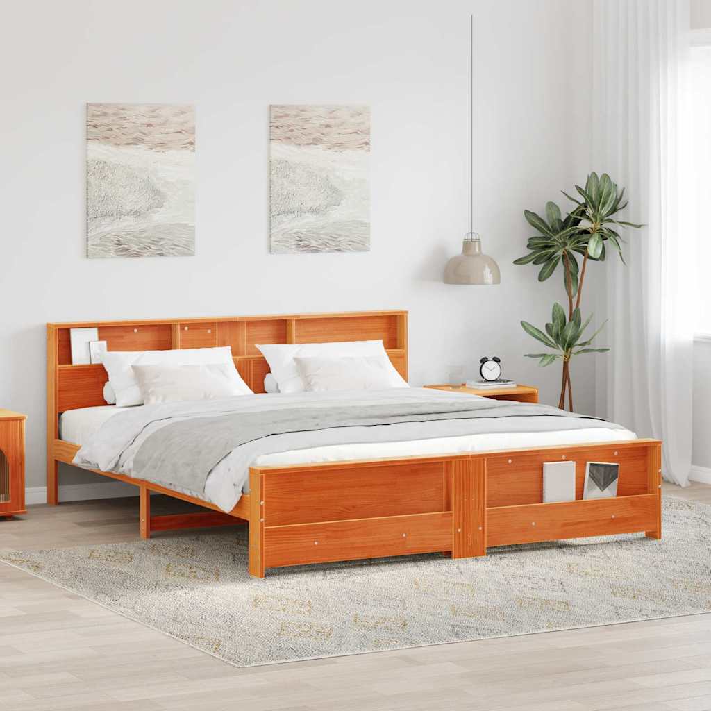Sengestel Med Hylde Voks Massivt Fyrretræ - Variant 3394215