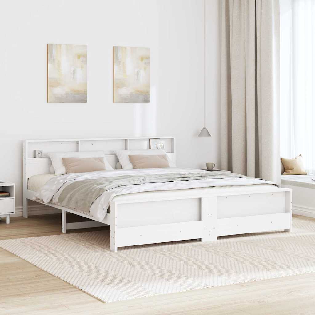 Sengestel Med Hovedgærde Hvid 180 X 200 Cm Massivt Fyrretræ - Billede 4