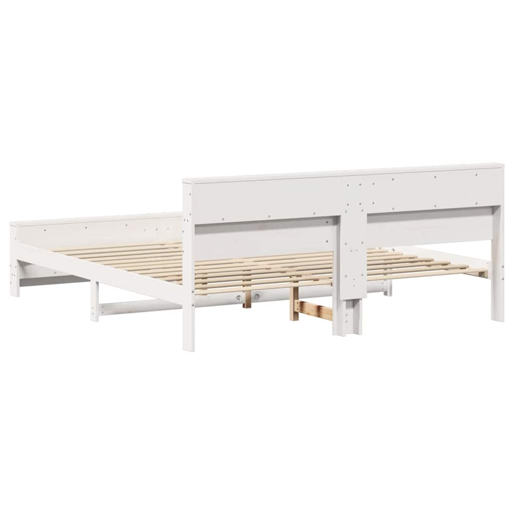 Sengestel Med Hovedgærde Hvid 180 X 200 Cm Massivt Fyrretræ - Billede 7