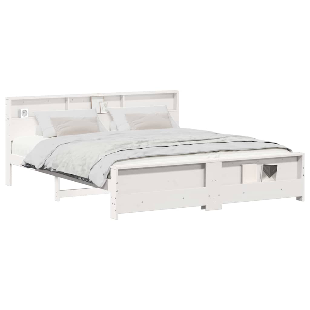 Sengestel Med Hovedgærde Hvid 180 X 200 Cm Massivt Fyrretræ - Billede 3