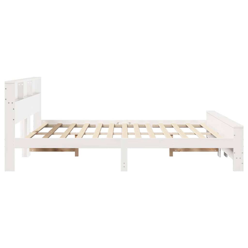 Sengestel Med Hovedgærde Hvid 180 X 200 Cm Massivt Fyrretræ - Billede 6
