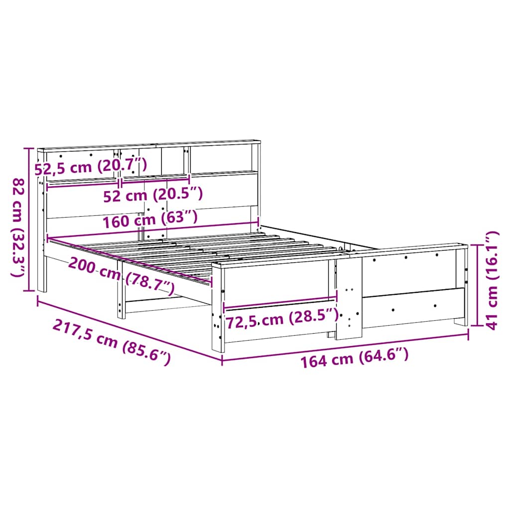 Sengestel Med Hovedgærde Brun 160 X 200 Cm Massivt Fyrretræ - Billede 10