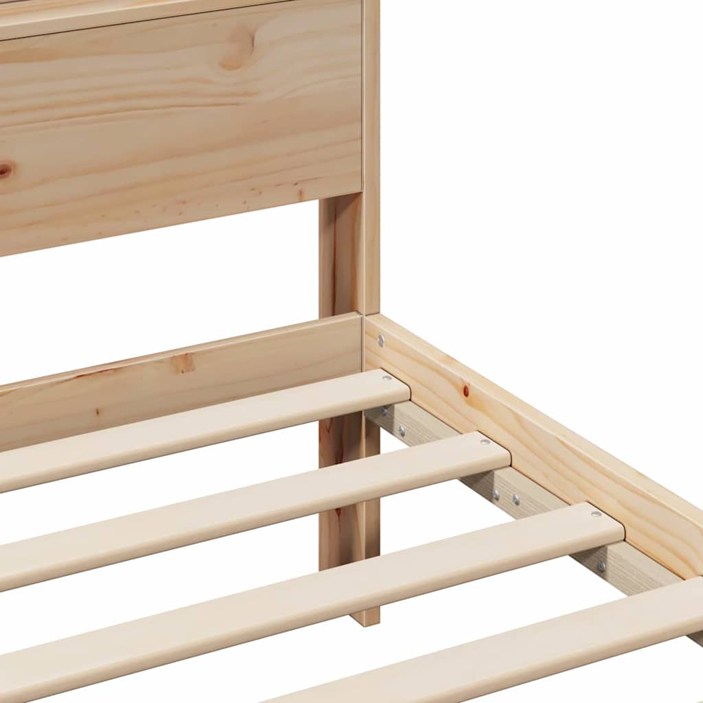 Sengestel Med Hovedgærde Brun 150 X 200 Cm Massivt Fyrretræ - Billede 8