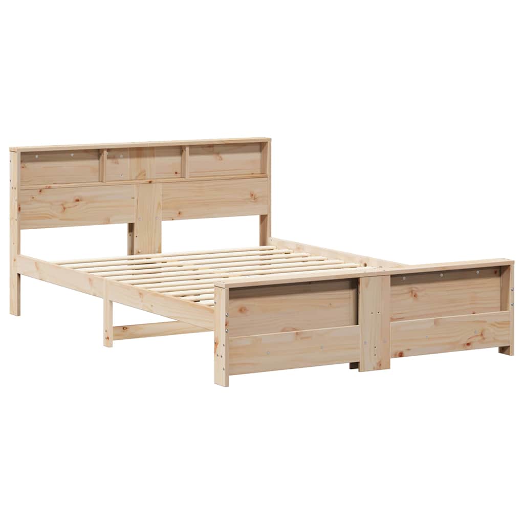 Sengestel Med Hovedgærde Brun 150 X 200 Cm Massivt Fyrretræ - Billede 2