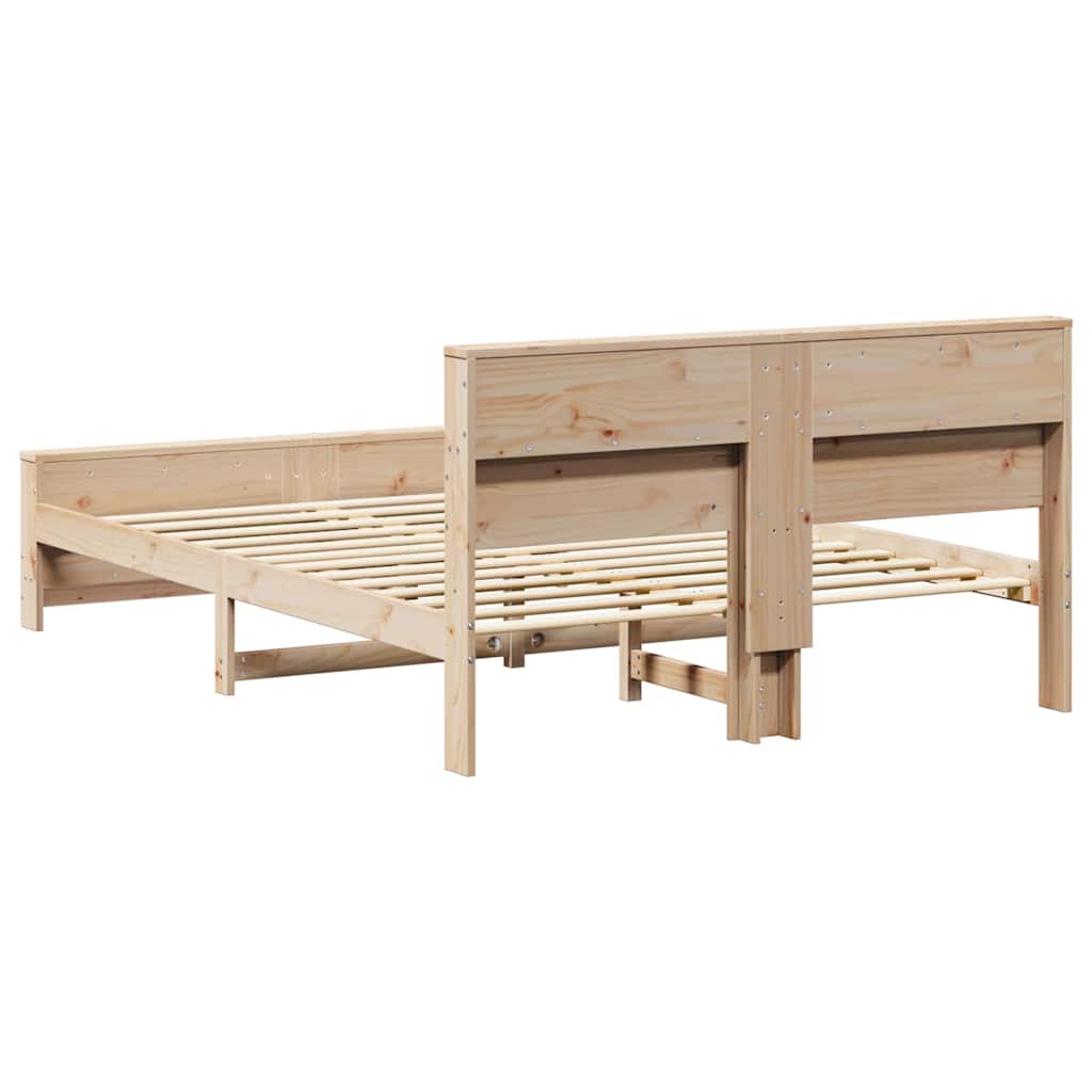 Sengestel Med Hovedgærde Brun 150 X 200 Cm Massivt Fyrretræ - Billede 7