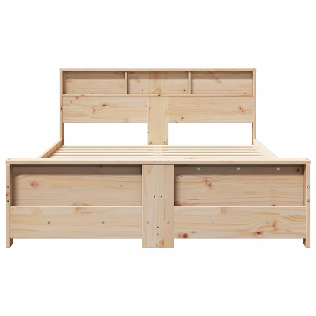 Sengestel Med Hovedgærde Brun 150 X 200 Cm Massivt Fyrretræ - Billede 5