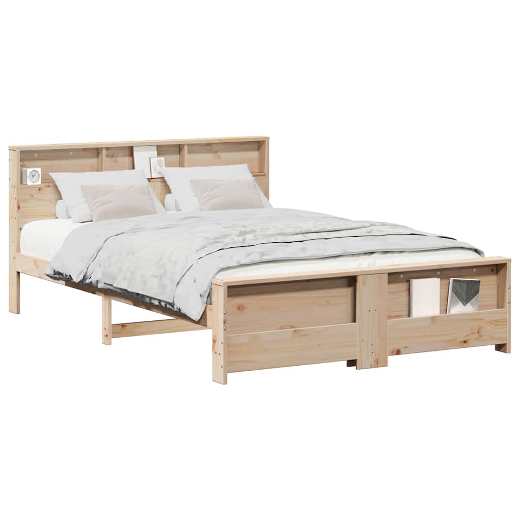Sengestel Med Hovedgærde Brun 150 X 200 Cm Massivt Fyrretræ - Billede 3