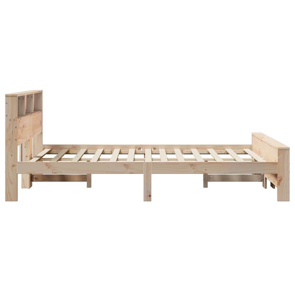Sengestel Med Hovedgærde Brun 150 X 200 Cm Massivt Fyrretræ - Billede 6